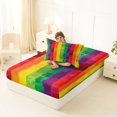thumbnail image 4 of Manfei Kawaii Rainbow Twin Fitted Sheet, Graffiti Printing Blocks Bedding, Yellow Green Red, 2-Piece, 1 Fitted Sheet and 1 Pillowcase, 4 of 6