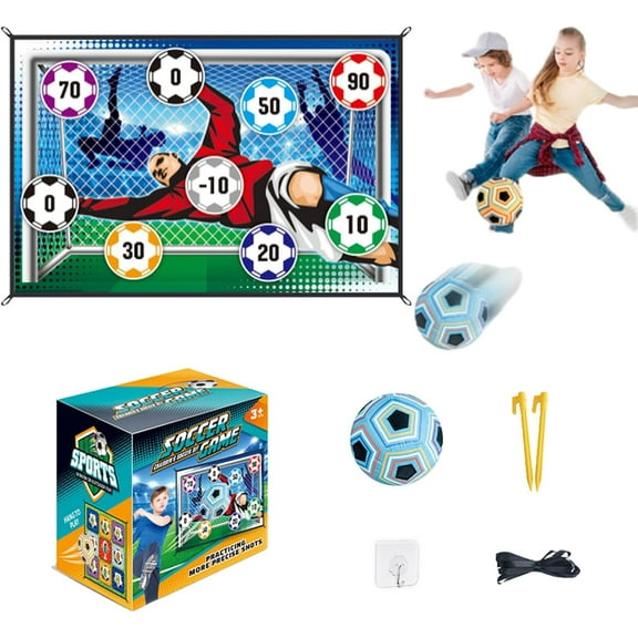 Skillzone - Football Accuracy Target Game, Indoor/Outdoor Soccer Ball Game Set for Kids, Foldable Flannel Mat Goals Toy with 1 Balls, Toddlers Boy 6-12 Years Old Birthday Party (Blue)