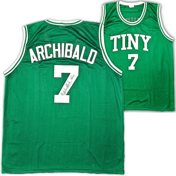 Boston Celtics Nate "Tiny" Archibald Autographed Green Jersey "HOF 91" JSA 215715