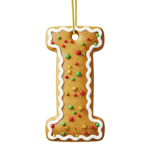 Colgantes de decoración del árbol de Navidad del alfabeto, set de 26, adornos colgantes festivos, decoración del árbol de Navidad con formas de letras con diseño de sombrero de Papá Noel para la
