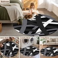 thumbnail image 5 of Large Round Rug 8Ft Washable Non-Slip, Gray Black Geometric Circle Area Rugs for Living Room Bedroom, Modern Art Abstract Grey Line Indoor Floor Mats Carpet Runner for Home Decor, 5 of 8