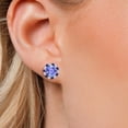 thumbnail image 3 of Gem Stone King 18K Rose Gold Plated Silver Blue Tanzanite  Earrings with Jackets for Women | 1.80 Cttw | Gemstone December Birthstone | Round 6MM, 3 of 6
