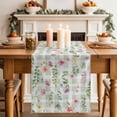 thumbnail image 2 of Table Runner 72 Inches Long for Kitchen Dining, Spring Floral Dresser Scarf Farmhouse, Dining Table Decorations for Wedding/Parties, Pink Flowers Green Plaid Pastoral 13 x 72 In, 2 of 8