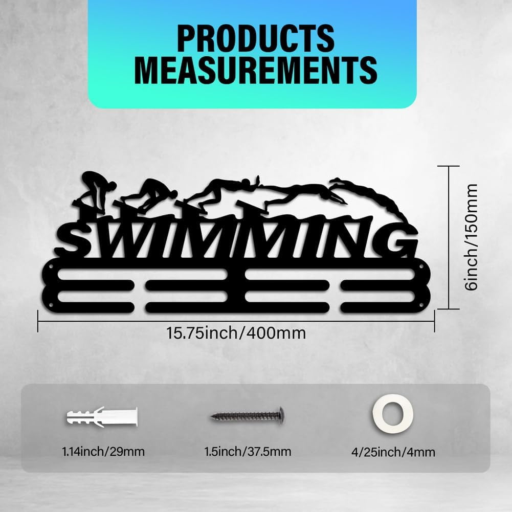 Swimming Medal Hanger Display Medal Holder Rack Wall Mount Hanger Decor Trophy Shelf Tiered Award Rack Award Ribbon Hanger with Gift Box DIY