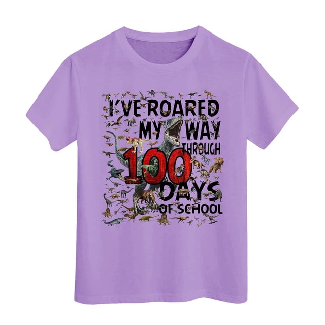 HABDGIKS T-Shirts pour Fille Été 2025 Garçon Imprimé Décontracté Col Rond Ample Manches Courtes Mignon Haut