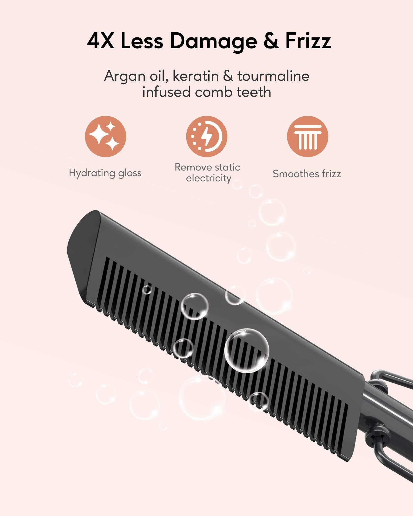 Terviiix Electric Hot Comb, Pressing Combs for Black Hair, Anti-Scald Straightening, Rose Gold