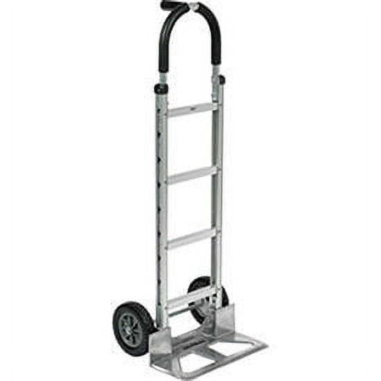 Global Industrial 168263 Aluminum Hand Truck with Pin Handle - Mold-On Rubber Wheels, Gray