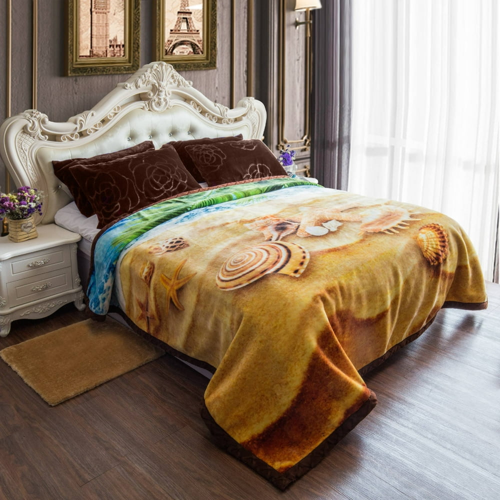 Super soft Heavy Plush Mink Raschel Blanket For Bed Korean Style 2 Ply