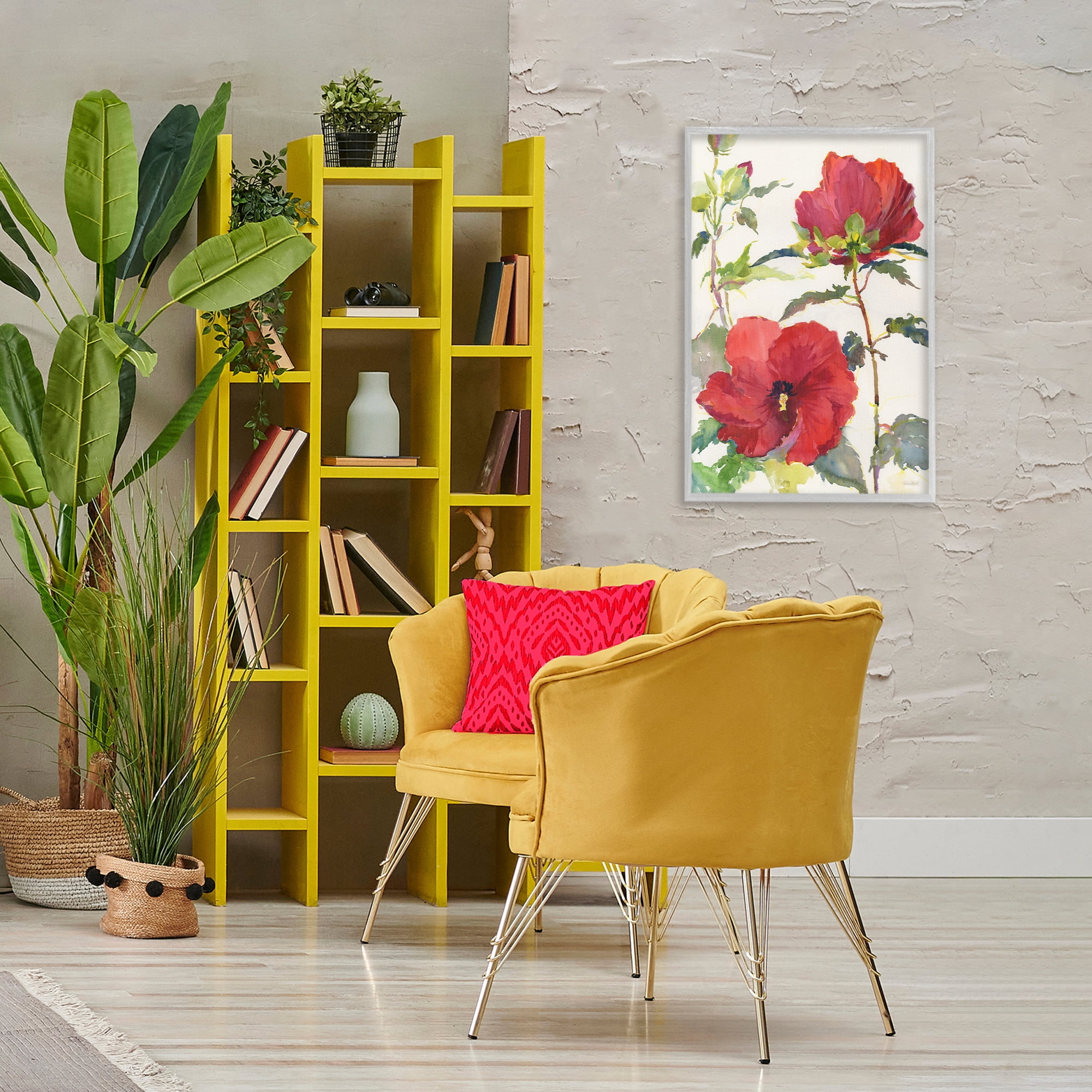 Stupell Industries Red Poppy Duo Botanical & Floral Painting Gray Framed Art Print Wall Art, 20 x 30
