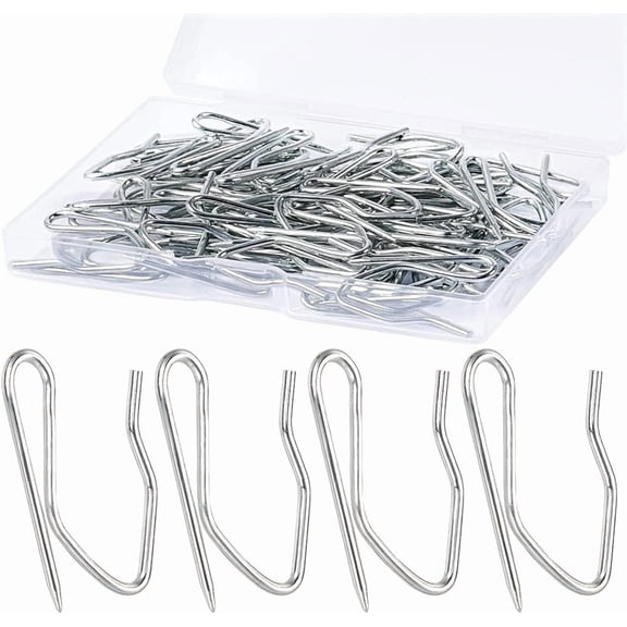 Sopito Curtain Hooks, 1.2in Metal Drapery Pin and Hook for Door Window Shower Curtain, Silver White 58PCS