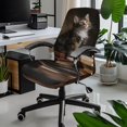 thumbnail image 2 of POLERO Cat Book Pattern Brushed Elastic Fabric Office Rolling Chair Cover with Cozy, Stretch Anti Slip All-in-One Office Chair Cover for Gaming Home, 2 of 7