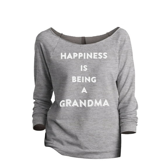 Thread Tank Happiness Grandma Women's Slouchy 3/4 Sleeves Raglan Sweatshirt Sport Grey Small