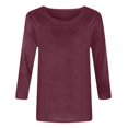 thumbnail image 4 of Women's T Shirt Top Fashion Casual Solid Color Top 3/4 Long Sleeve Made of Polyester and Spandex with Comfortable and Versatile Feature, 4 of 4