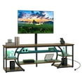 thumbnail image 3 of Craftian TV Stand for 65"/70" TVs, LED Entertainment Center with Mount & Power Outlets, TV Media Console Table,Rustic Brown, 3 of 10