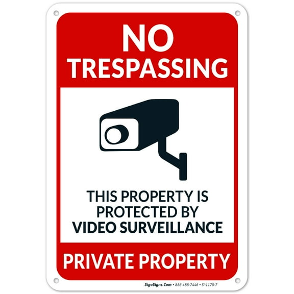 No Trespassing Video Surveillance Sign, Private Property Sign, 10x7 Aluminum
