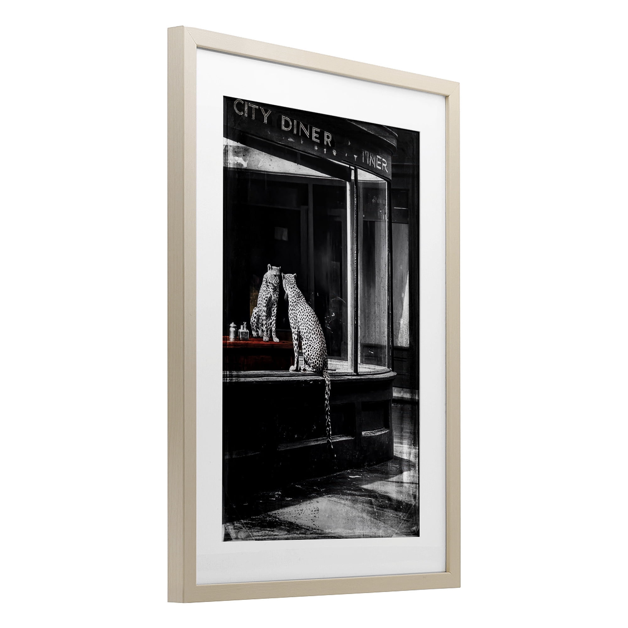 Stupell Industries Diner Noir Leopard Reflection Birch Framed Print Under Glass, design by Annabelle Hall