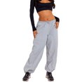 thumbnail image 1 of hirigin Women's Spring Autumn Casual Cargo Pants Solid Color Mid Waist Drawstring Wide Leg Pants with Pockets, 1 of 3
