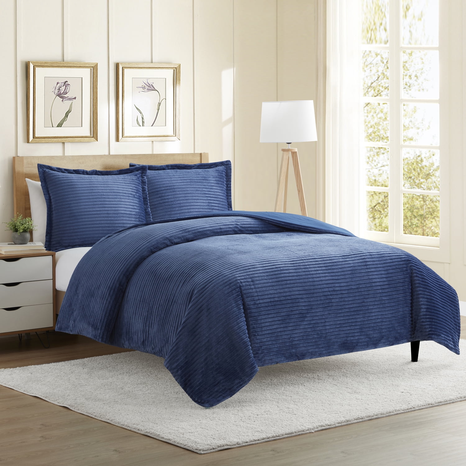 Nestl 3 Pc Cut Plush Reversible Duvet Cover and Sham Set with
