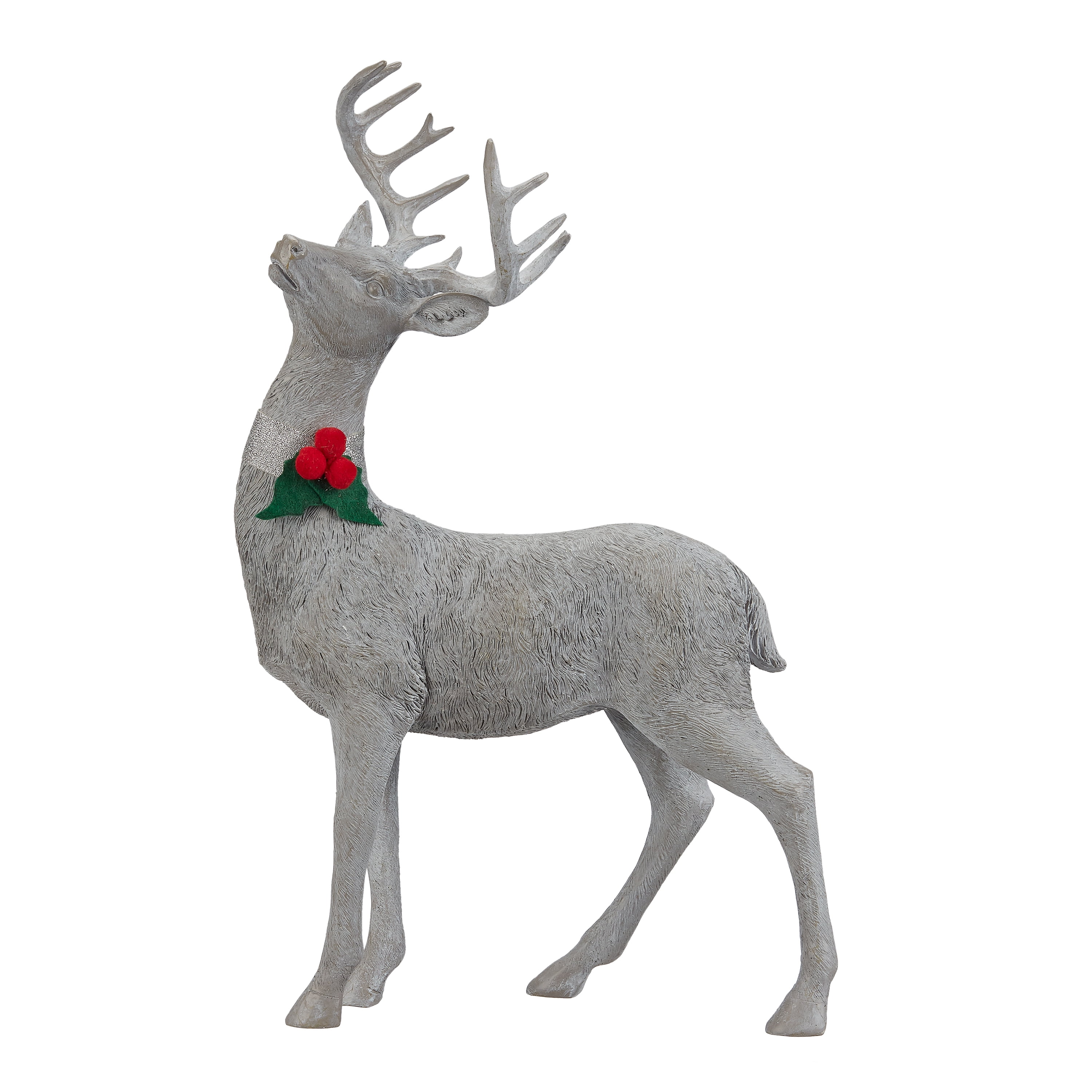 Holiday Time Standing Reindeer with Holly TableTop Christmas