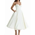 thumbnail image 3 of Wedding Guest Dresses for Women Spaghetti Straps Corset Homecoming Floral Lace Maxi Prom Dresses Cream White M, 3 of 9