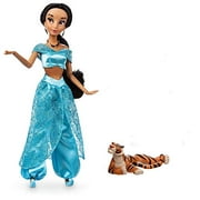 Angle View: Disney Aladdin Princess Jasmine Classic 11.5" Doll with 4" Lying Rajah Raja Tiger Pet Figure