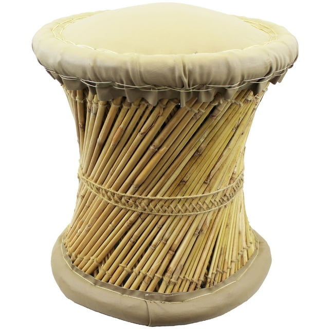 Natural Geo Tabouret d'Accent Moray - Faux Cuir Beige