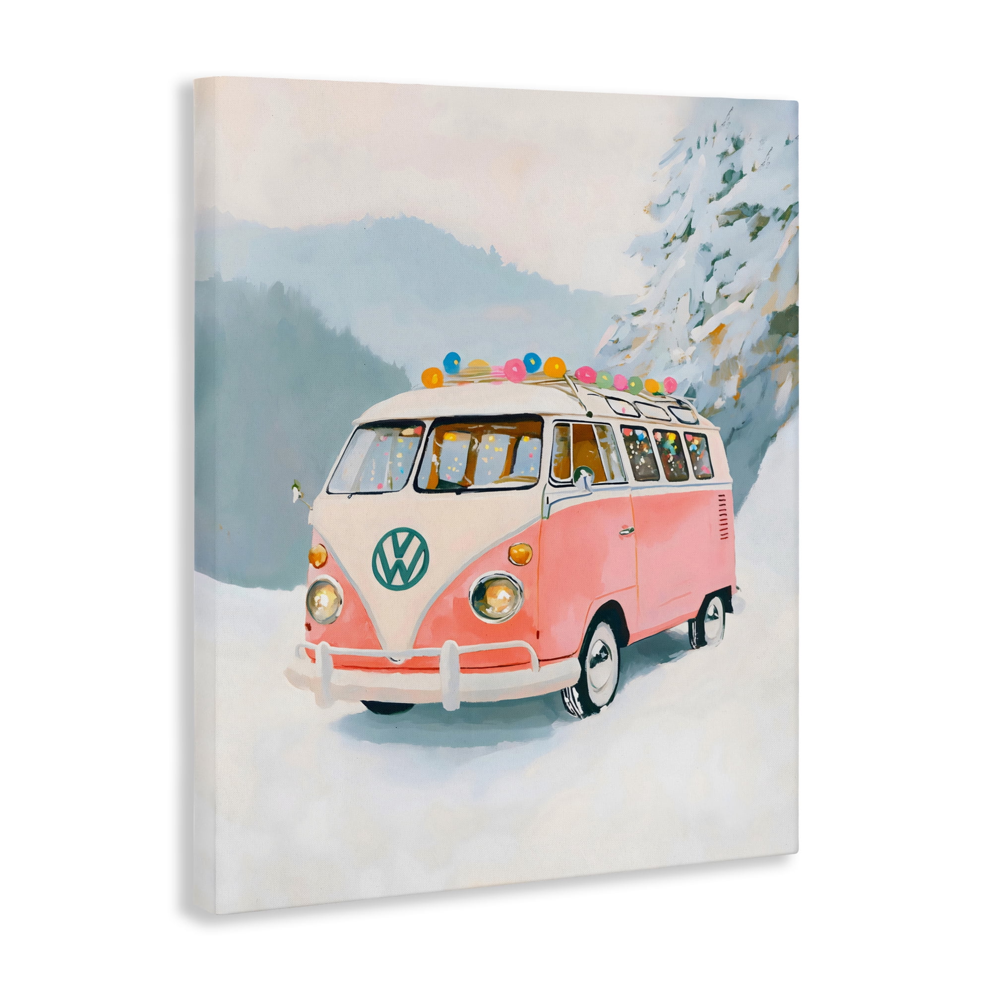 Stupell Industries Pink Christmas Van in Snow Canvas Wall Art, design by The Prints Vibe