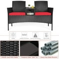 thumbnail image 4 of RELAX4LIFE Conversation Furniture Set with Table and Two Removable Cushions Rattan Wicker Chairs and Table Set for Patio,Garden, Baloney and Lawn Outdoor Porch Furniture Sets Loveseat (Black+Red), 4 of 17