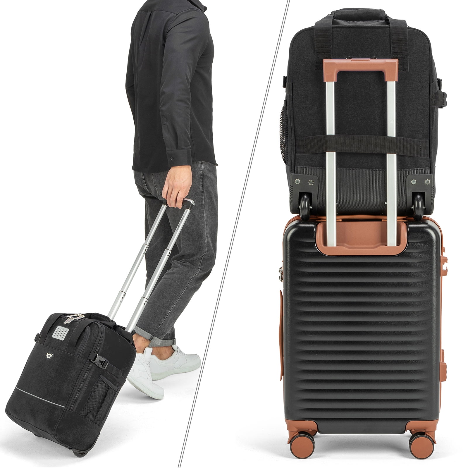 17x13x8 Inches JetBlue Airlines Rolling Personal Item Underseat Travel Bag - Suitable for Major Airlines including Spirit, Jetblue and Frontier- Duffel Bag Design (Black)