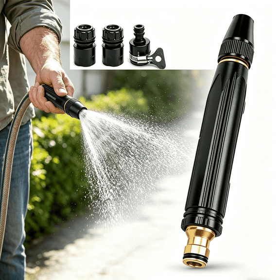 3/4" Connector Set Direct Spray Gun High Pressure Water Jet Sprayer with High Pressure Power Washer Nozzle for Car Wash Yard Patio Garden Outdoor Cleaning