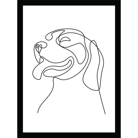 Venice Beach Collection's Happy Dog Line Art 14x18 Framed Print