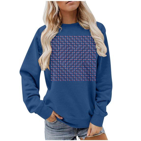 YUNAFFT Valentine Print Long Sleeve Sweatshirt for Women with Round Neck Casual Sporty Design Comfortable Daily Wear