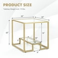 thumbnail image 4 of Costway 22" 2-Tier Sofa Side Table Square Metal Frame for Living Room Bedroom Bronze, 4 of 10