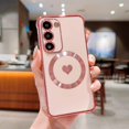 thumbnail image 5 of Magnetic Charging Case for Samsung Galaxy S23 Plus 6.6 ‘’ [ Compatible with MagSafe ] Cute Heart Plating Shockproof Soft Bumper Case with Full Camera Lens Protection for Women (Pink), 5 of 11