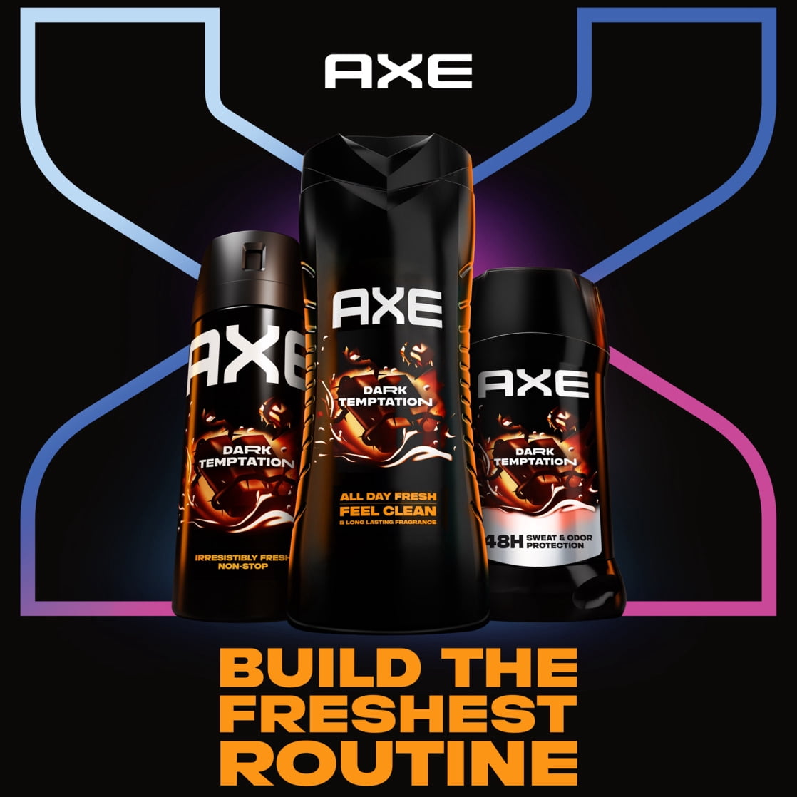 (4 pack) Axe Men's Body Wash with Pump Dark Temptation Dark Chocolate, 32 oz