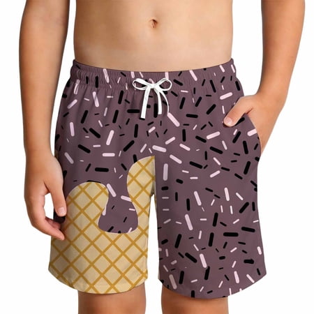 HAYIMI Child Boys Summer Casual Shorts With Ice Cream Print Soft Elastic Waist Comfortable Play Lovely Kids Bottoms
