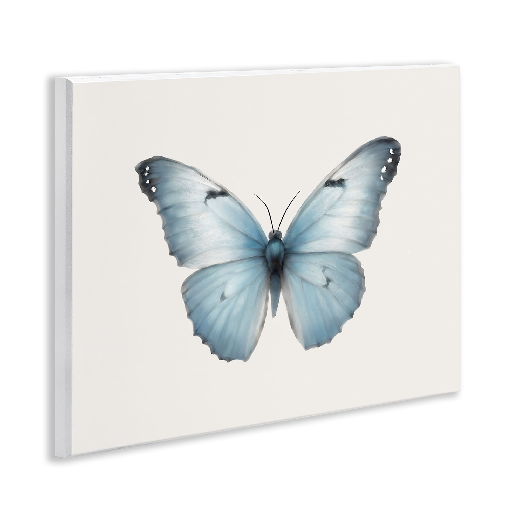 Stupell Industries Blue Symmetrical Butterfly Animals Painting Unframed Art Print Wall Art, 14 x 11