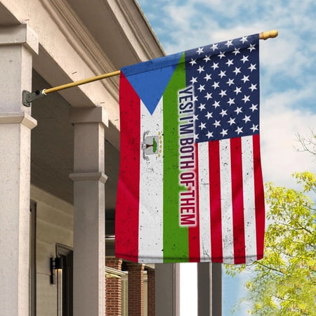 American Half Equatorial Guinea Flag Equatorial Guinean Friendship U.S.A My Home My Blood Garden Flag, Double-Sided Decorative Outdoor Flag, Patriotic Polyester Yard Flag 12 x 18 in