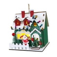 thumbnail image 4 of Adorno navideño de casa de madera para colgar, decoración con escena de edificios, juguete infantil en miniatura techo de nieve, 4 of 9