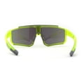 thumbnail image 4 of Mens Oversize Trendy Futuristic Wrap Half Rim Sport Plastic Sunglasses Yellow Teal Mirror, 4 of 4