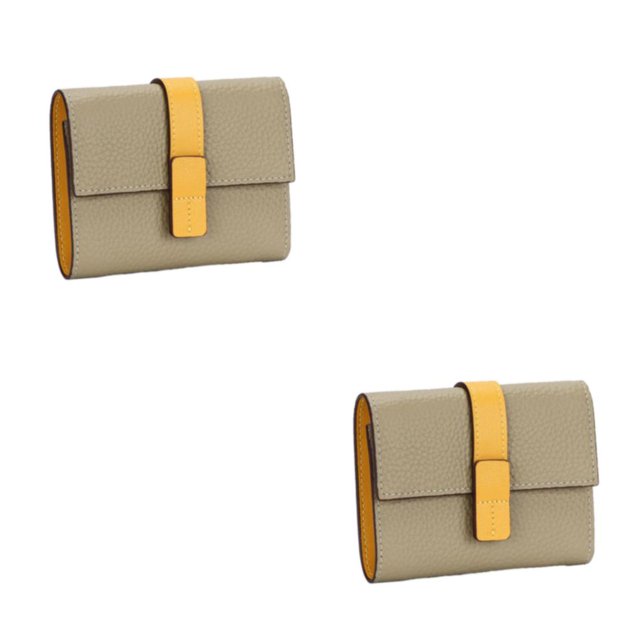 pitrice Leather Women Purse Rectangular Trifold for Zipper Hasp Stylish Card Holder Photo Folder Wallet Notecase Birthday Gift Grey 2Set
