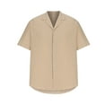 thumbnail image 5 of Mens Button Down Linen Shirts Casual Solid Shorts Sleeve 2025 Summer Beach Cuban Guayabera Shirts, 5 of 5