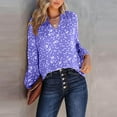 thumbnail image 7 of Perfectbot Womens Fashion Blouses Printed V Neck Ruched Tops Casual Puff Long Sleeve Loose Shirts, 7 of 7