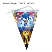 Soniccs Party Supplies Boys Birthday Party Decoration Tablecloth Banner Balloon Cake Topper Spiral Straws Kids Gifts Baby Shower