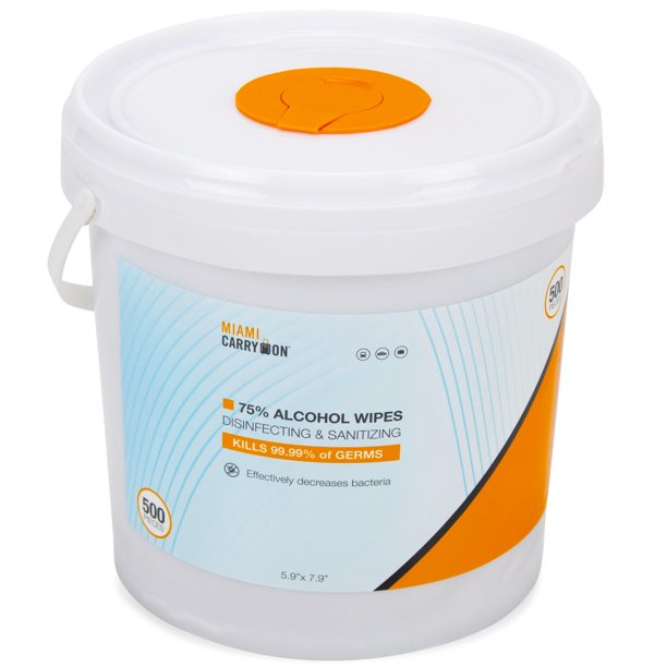 Miami CarryOn 75 Alcohol Sanitizing Wipes Bucket (500 Wipes) Walmart