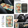 thumbnail image 4 of Renewold Hippie Flower Highland Cow Car Seat Covers Front Back Seat Covers Full Set Car Steering Wheel Cover Armrest Pad Handbrake Cover Gear Shift Cover Seatbelt Pads Car Coasters, 4 of 7
