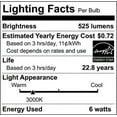 thumbnail image 2 of Satco 6w 120v R20 LED E26 Base 525Lm 3000k Warm White E26 Base Dimmable Bulb, 2 of 2