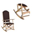 thumbnail image 3 of Benzara BM196595 Wooden Folding Rocking Chair with Woven Fabric Upholstered Seat & Back, Brown, 3 of 5