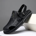 thumbnail image 3 of Men's Stylish Leather Hollow Flat Sandals Closed Toe Adjustable Strap Zipper Non-Slip Hiking Fisherman Shoes Lightweight Walking Sandals for Hiking Fishing Casual Summer Wear,Black 45(US-10.5), 3 of 3
