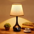 thumbnail image 4 of Touch Table Lamp for Bedroom Set of 2, Farmhouse 3-Way Dimmable Table Lamps for Nightstand with Fabric Shade, Lamps for Living Room，Desk Lamps for Home Office, Black Lamp for Bedroom, 4 of 9